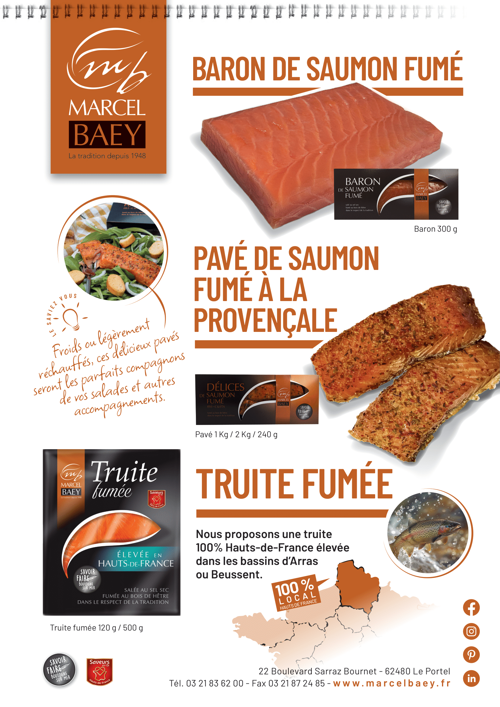 Pavé de saumon fumé et truite